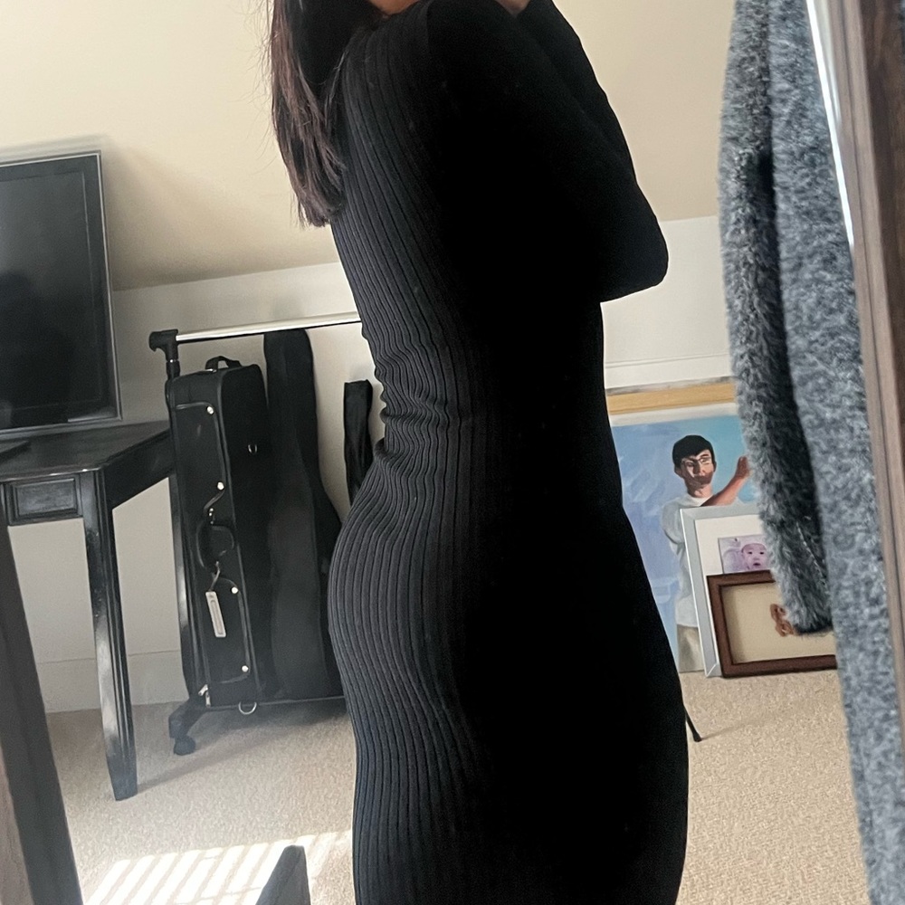 Black Ribbed Dress - Picture 4 of 4